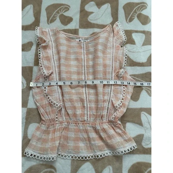 BB‎ Dakota Lisanne Pink Gingham Lace Top Size Small - Picture 6 of 9